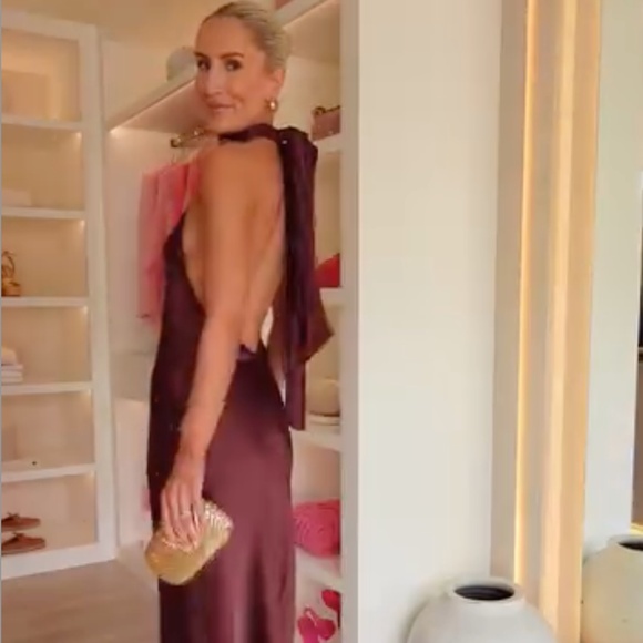 ZARA WOMAN NWT FW24 WINE SATIN EFFECT HALTER NECK LONG DRESS - Picture 4 of 10